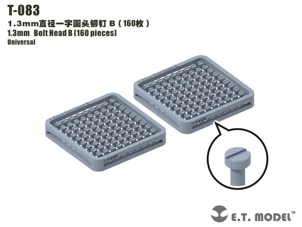 ET Model T-083 1.3mm Bolt Head B (160 pieces) (rivets)