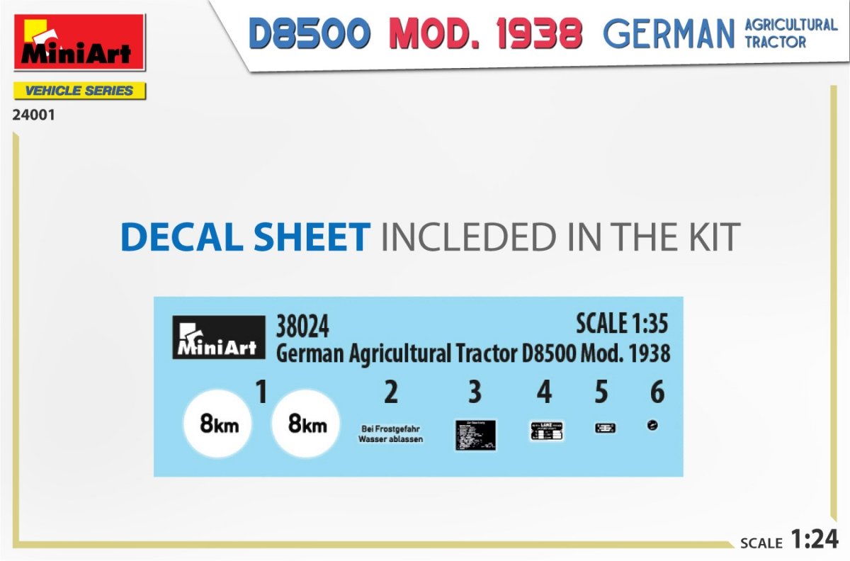 MiniArt 24001 GERMAN AGRICULTURAL TRACTOR D8500 MOD. 1938 1/24 – image 4