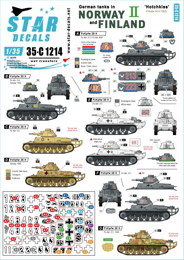 Star Decals 35-C1214 German tanks in Norway &amp;amp; Finland #II 1/35