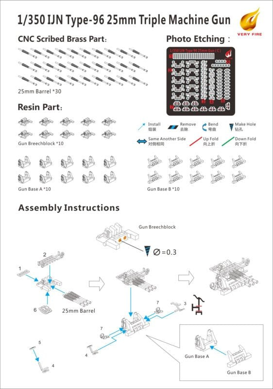 Very Fire IJN03 IJN 25mm gun triple mounting (10 sets) 1/350 – immagine 2