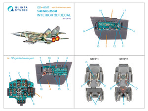 Quinta Studio QD+48557 MiG-25BM 3D-Printed &amp;amp; colored Interior on decal paper (ICM) (with 3D-printed resin parts) 1/48 – image 12