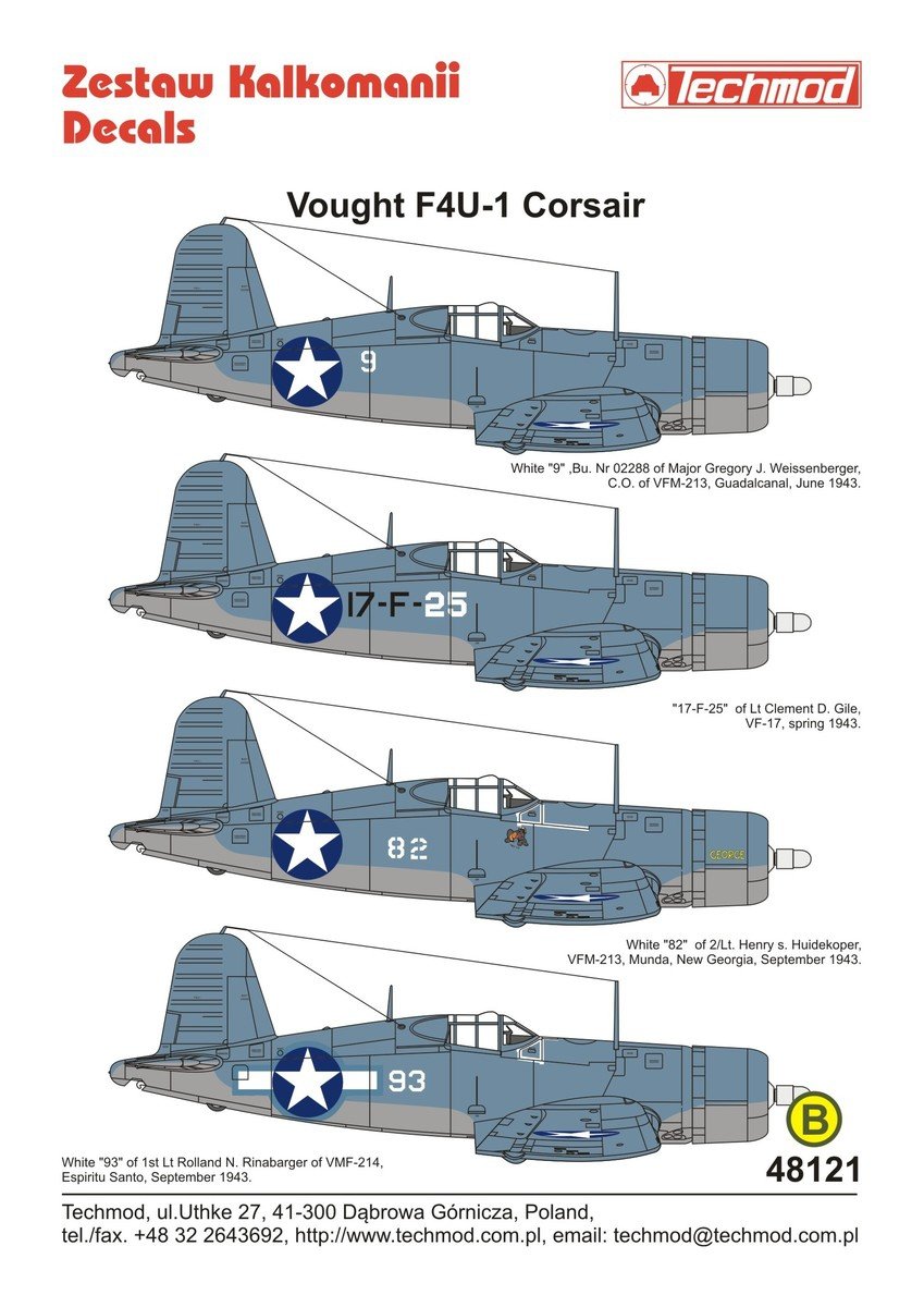 Techmod 48121 Vought F4U-1 Corsair 1/48 – obrázek 2