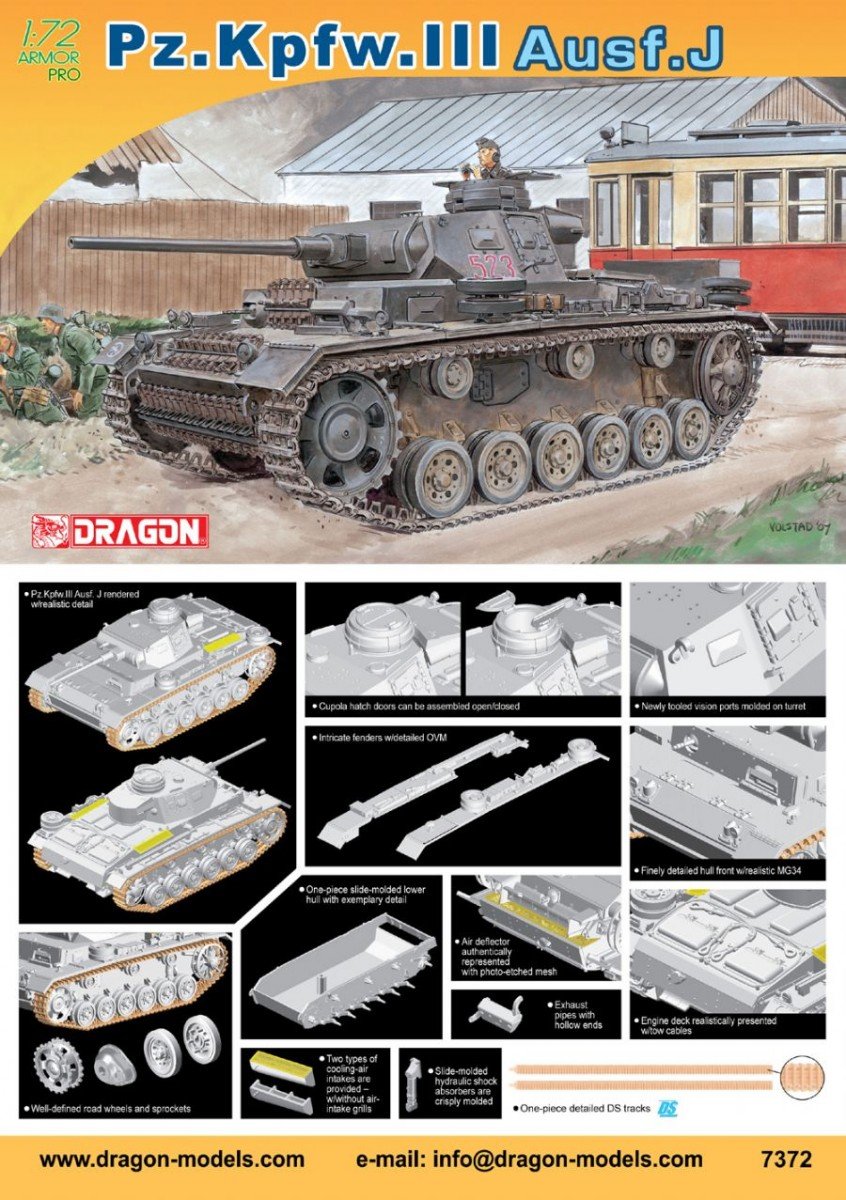 Dragon 7372 Pz.Kpfw.III Ausf. J 1/72 – image 2