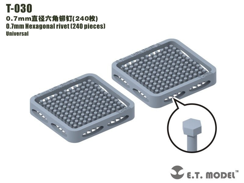 ET Model T-030 0.7mm Hexagonal rivet (240 pieces) (rivets)