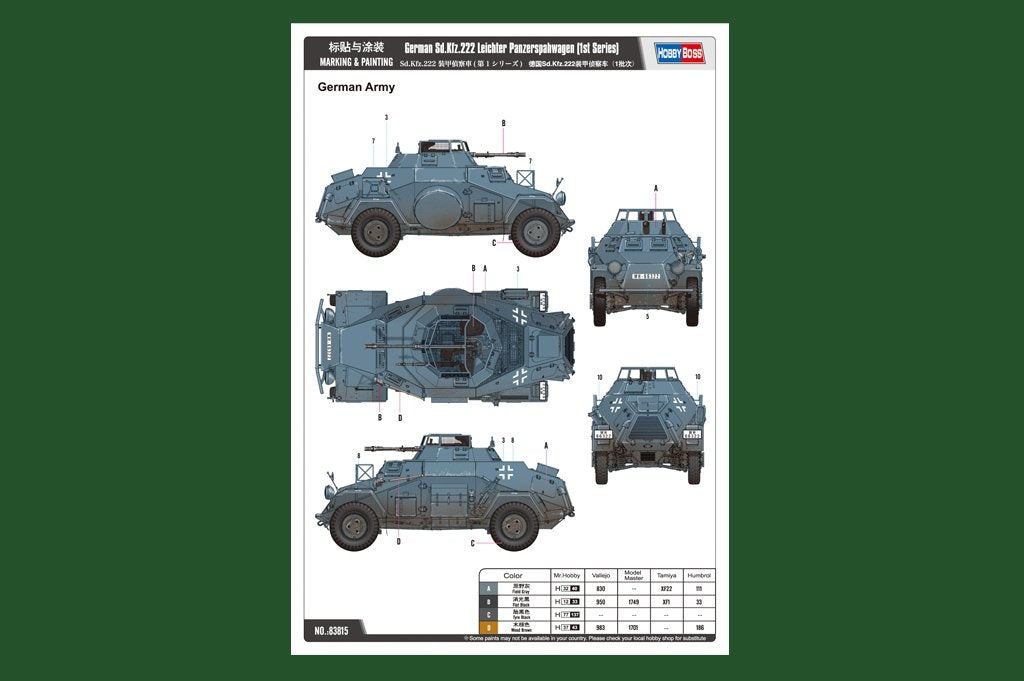 Hobby Boss 83815 German Sd.Kfz.222 Leichter Panzerspahwagen (1st Series) 1/35 – image 2