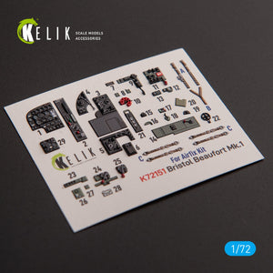 KELIK K72151 Bristol Beaufort Mk.1 - interior 3D decals for Airfix kit 1/72 – obrázek 2