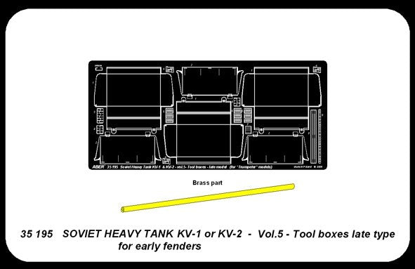 Aber 35195 Russian heavy tank KV-1, KV-2 - vol. 5 - additional set - tool boxes late type for early fenders 1/35 – obrázek 3