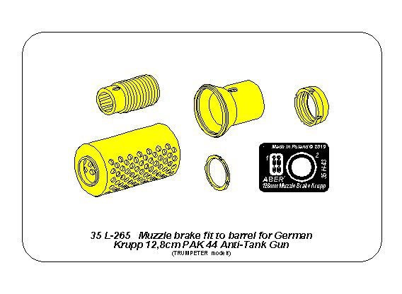 Frein Aber 35L-265 pour canon antichar allemand Krupp 12,8 cm PAK44, échelle 1/35