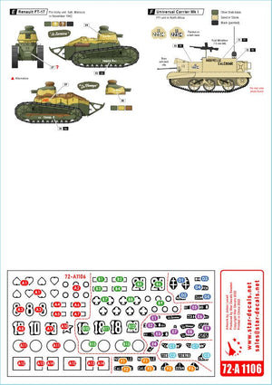 Star Decals 72-A1106 French Fighting Vehicles in Africa # 1 Vichy France and the FFL - Forces Francaises Libres 1/72 – image 2