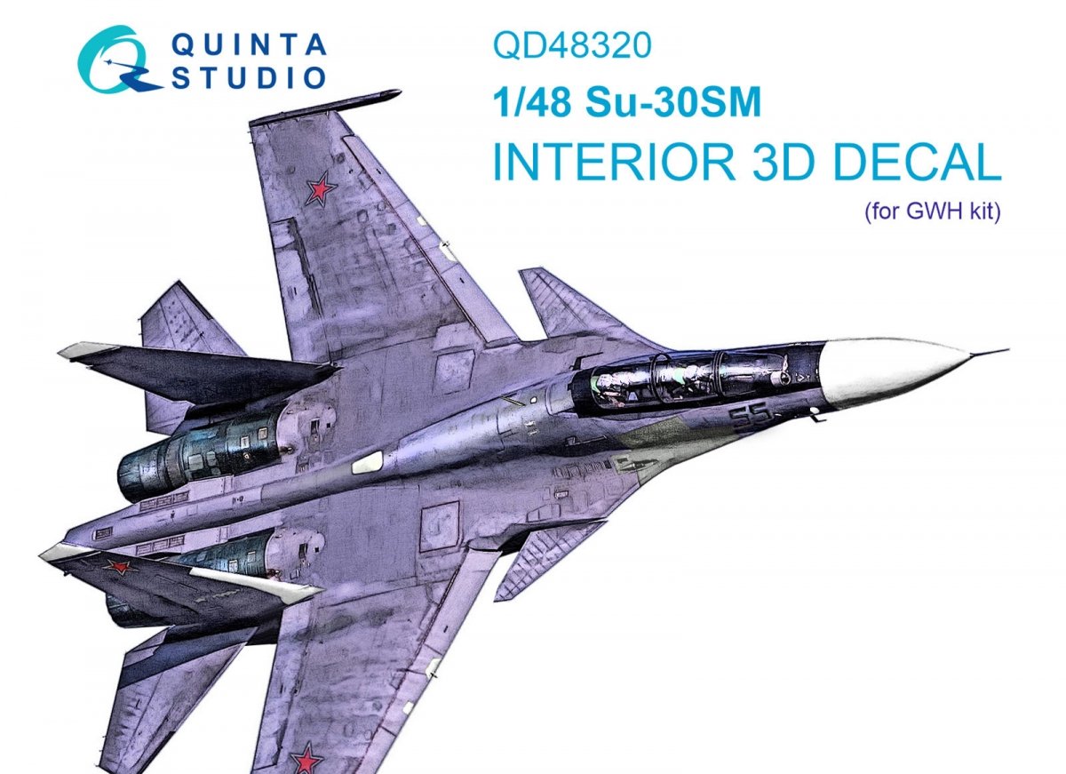 Quinta Studio QD48320 Su-30SM 3D-Printed &amp; colored Interior on decal paper (GWH) 1/48