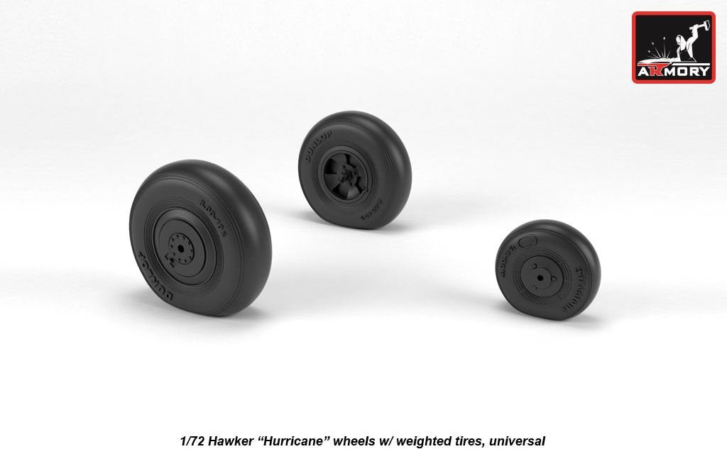 Armory Models AW72416 Hawker Hurricane wheels w/ weighted tires 1/72 – obrázek 3