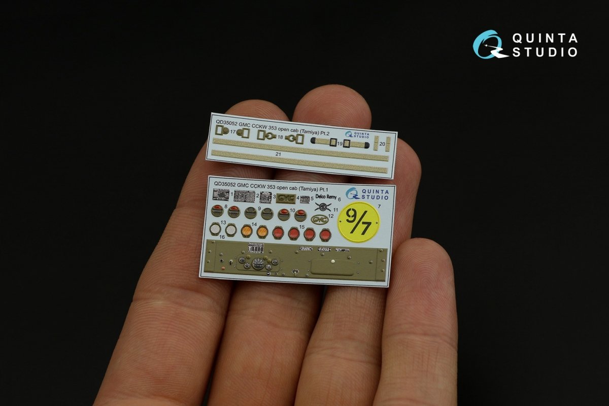 Quinta Studio QD35052 GMC CCKW 353 (open cab) 3D-Printed &amp;amp; colored Interior on decal paper (Tamiya) 1/35 – obrázek 10