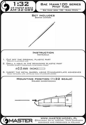 Master AM-32-089 BAE Systems Hawk 100 - Pilot Tube 1/32 – immagine 3