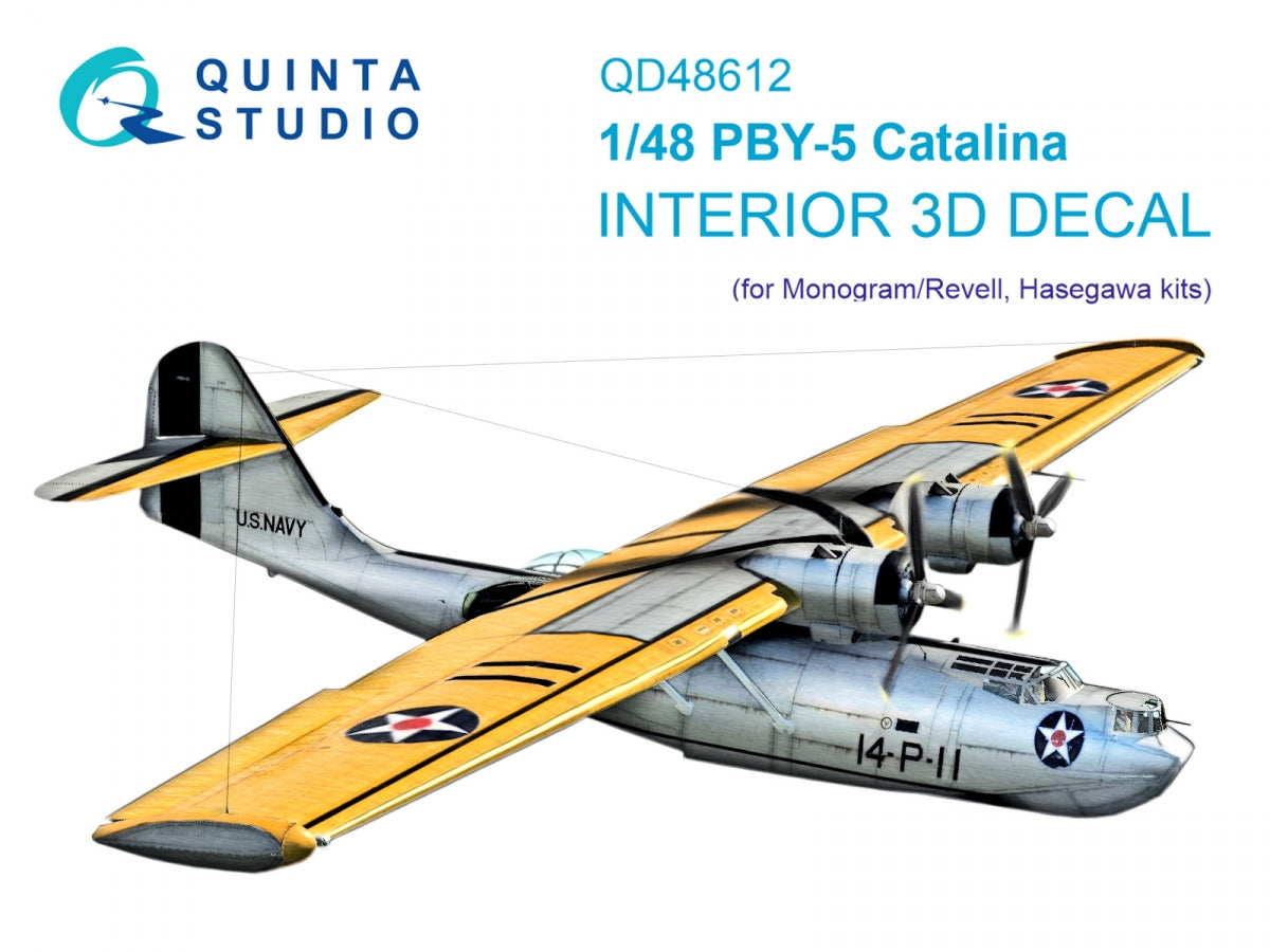 Quinta Studio QD48612 PBY-5 Catalina 3D-Printed &amp;amp; colored Interior on decal paper (Revell/Monogram) 1/48