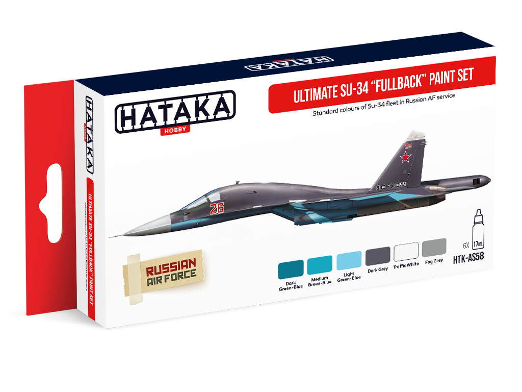 Hataka HTK-AS58 Ultimate Su-34 &amp;quot;Fullback&amp;quot; paint set (6x17ml)