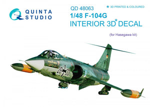 Quinta Studio QD48063 F-104G 3D-Printed &amp;amp; colored Interior on decal paper (for Hasegawa kit) 1/48