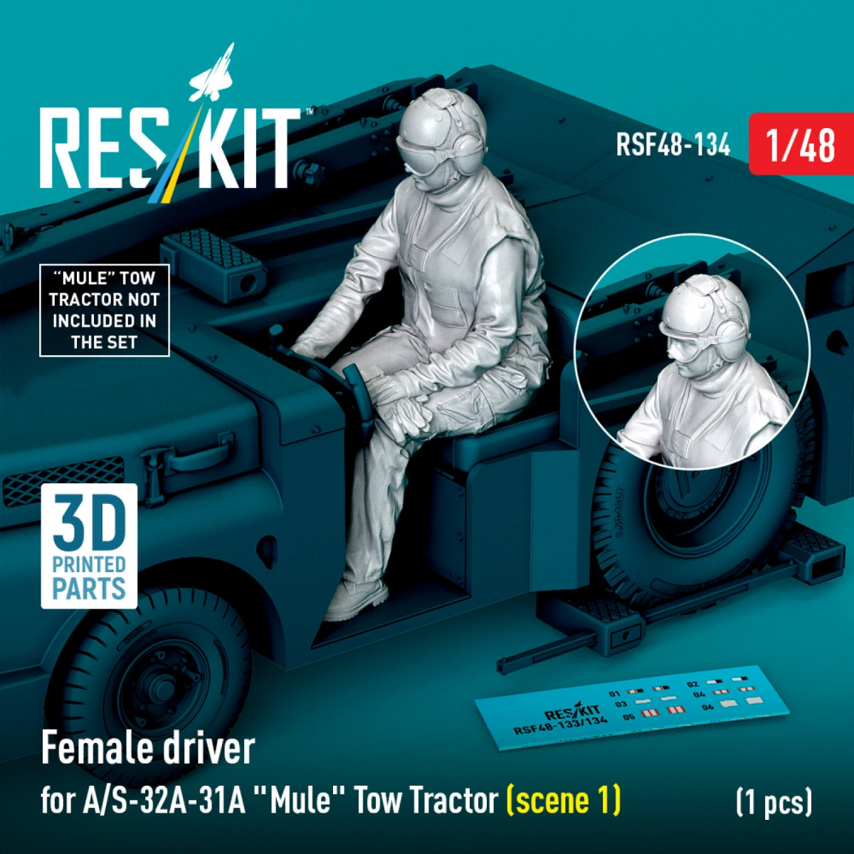 RESKIT RSF48-0134 Female driver for A/S-32A-31A "Mule" Tow Tractor (scene 2) (1 pcs) (3D Printed) 1/48