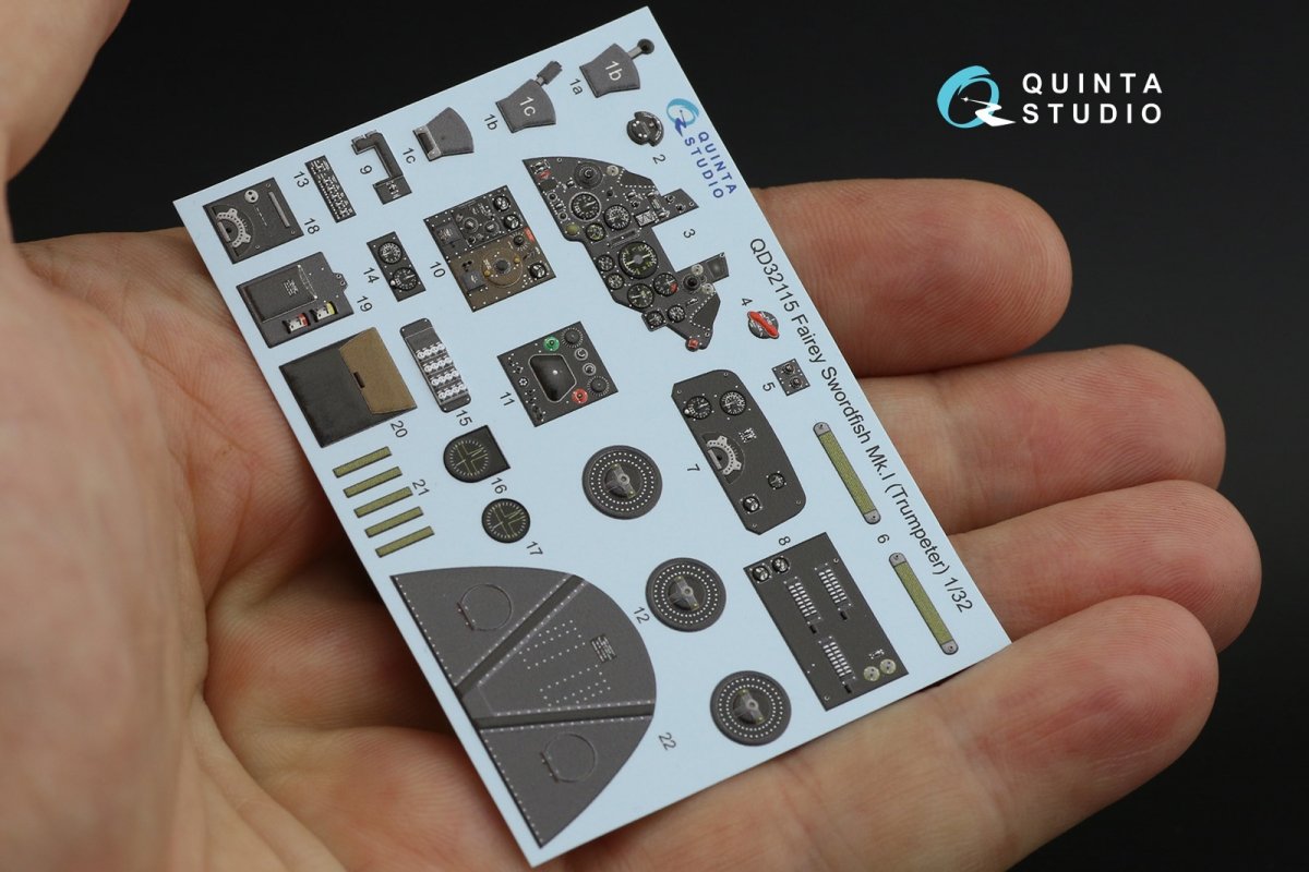 Quinta Studio QD32115 Fairey Swordfish Mk.I 3D-Printed &amp;amp; colored Interior on decal paper (Trumpeter) 1/32 – immagine 4