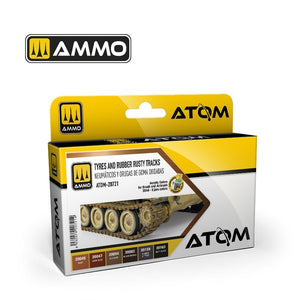 AMMO by Mig Jimenez 20721 ATOM Tires and Rubber Rusty Tracks Set 6x20ml