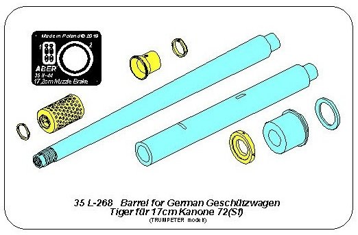 Aber 35L-268 Barrel for German 17cm Kanone 72 (Sf) self-propelled gun 1/35 – obrázek 3