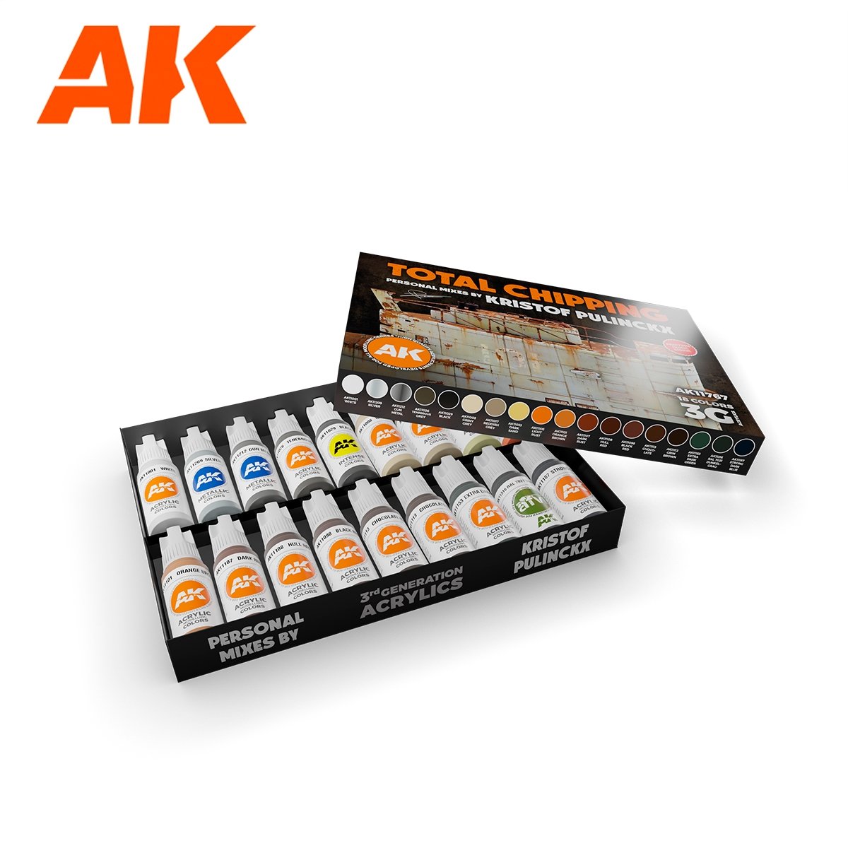 AK Interactive AK11767 SIGNATURE SET – TOTAL CHIPPING – KRISTOF PULINCKX PAINT SET 18x17 ml – image 2