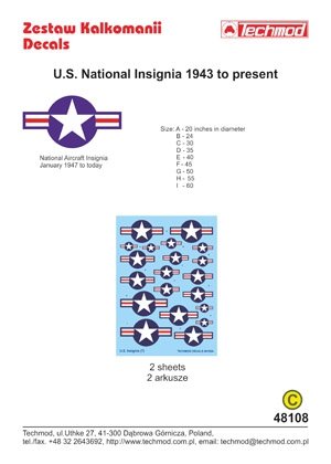 Techmod 48108 - US National Insignia 1947 to Present 1/48 – zdjęcie 2