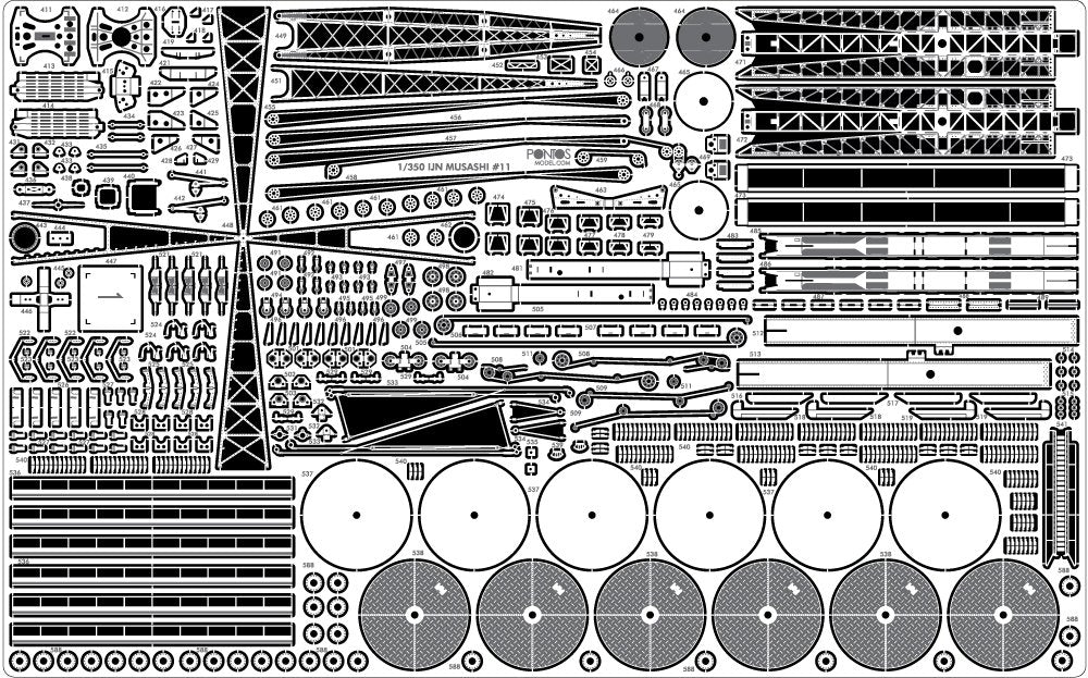 Pontos 37025FB IJN Musashi 1944 Detail up set Advanced Coal Black deck 1/350 – image 13