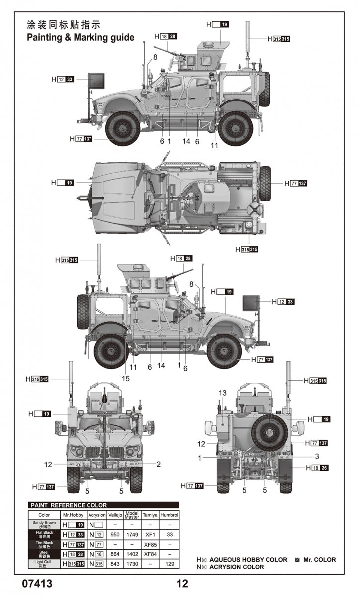 Trumpeter 07413 US M1240 M-ATV MRAP 1/72 – obrázek 5