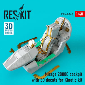 RESKIT RSU48-0142 MIRAGE 2000C COCKPIT WITH 3D DECALS FOR KINETIC KIT 1/48