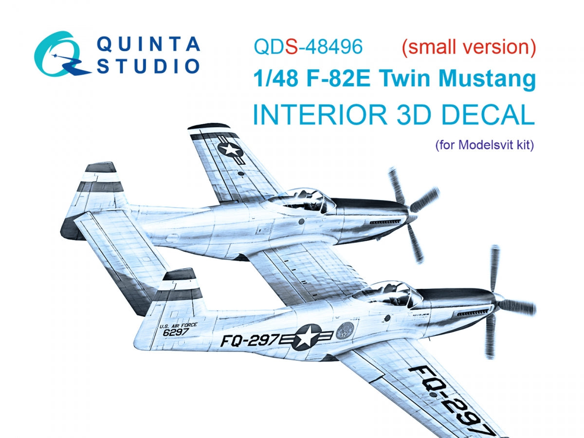 Quinta Studio QDS-48496 F-82E Twin Mustang 3D-Printed colored Interior on decal paper (Modelsvit) (Small version) 1/48
