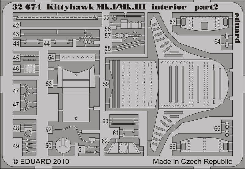 Eduard 32674 Kittyhawk Mk. I/Mk. III interior SA 1/32 Hasegawa – obrázek 2