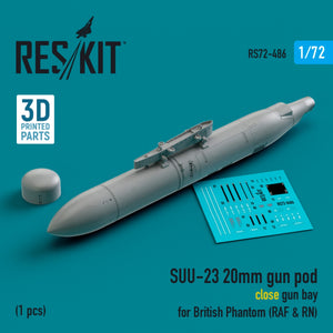 RESKIT RS72-0486 SUU-23 Nacelle de canon de 20 mm (baie de canon fermée) pour Phantom britannique (RAF et RN) (1 pièce) (Impression 3D) 1/72 – image 2