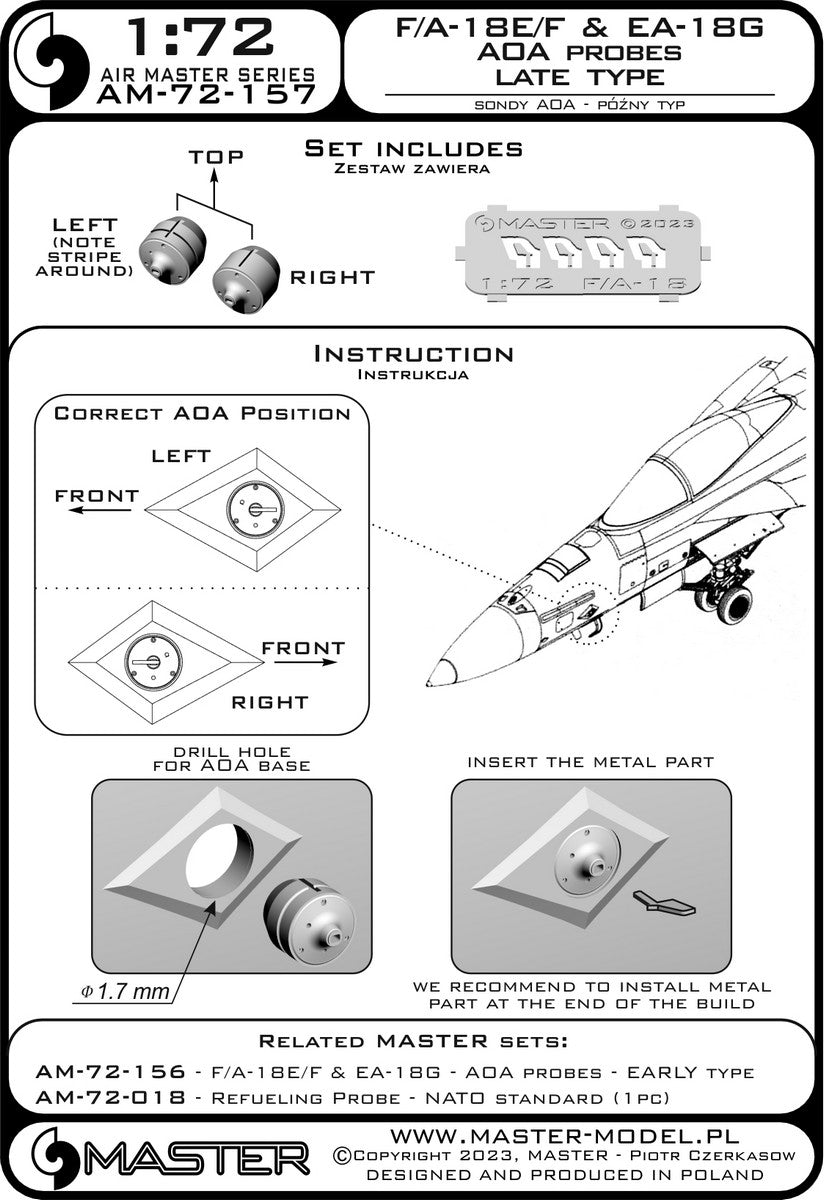 Master AM-72-157 F/A-18E/F Super Hornet &amp;amp; EA-18G Growler - Angle Of Attack probes - LATE type 1/72 – image 3