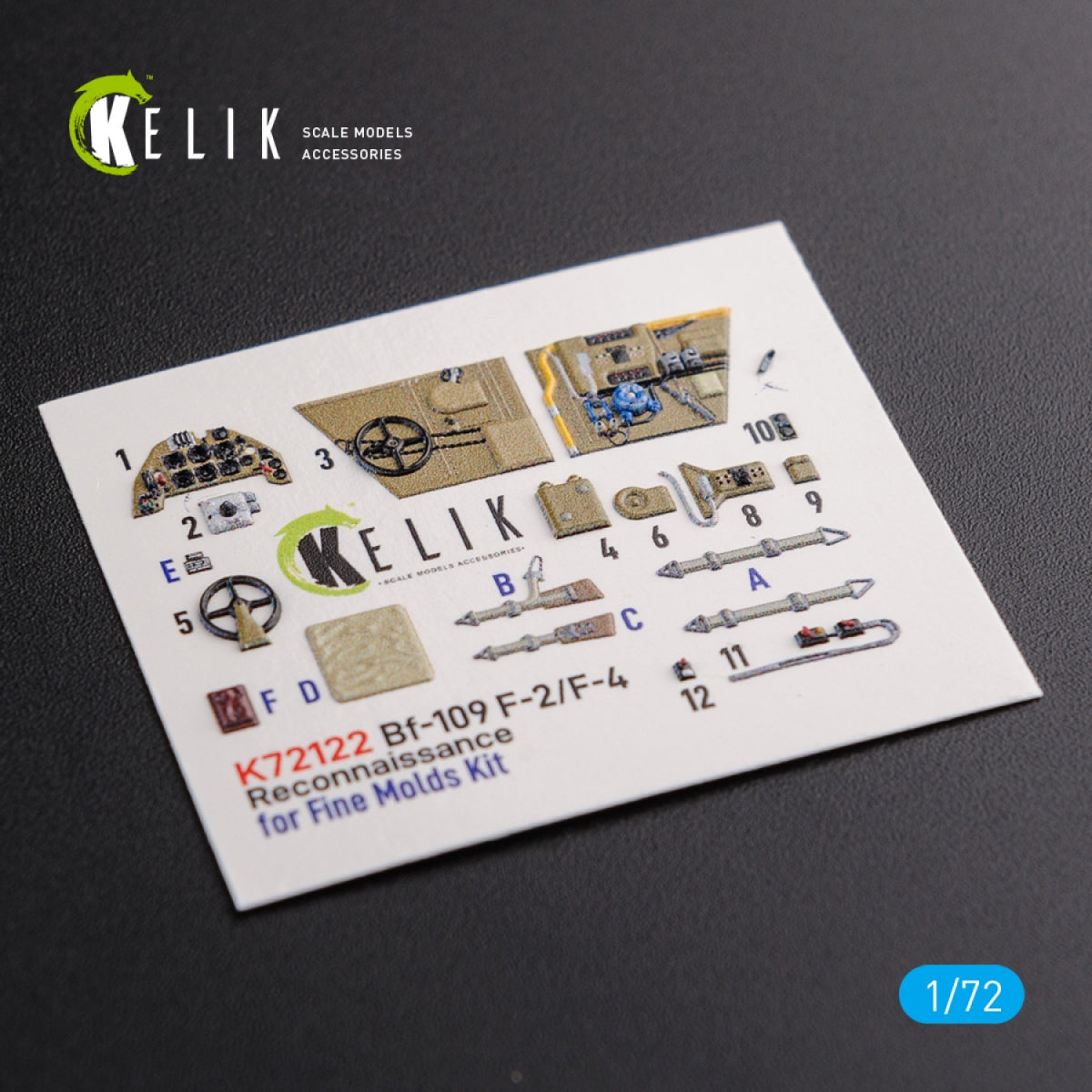 KELIK K72122 BF109-F2/F4 reconnaissance interior 3D decals for Fine Molds kit 1/72