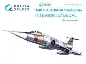 Quinta Studio QD48151 F-104S-ASA 3D-Printed &amp;amp; colored Interior on decal paper (Hasegawa) 1/48
