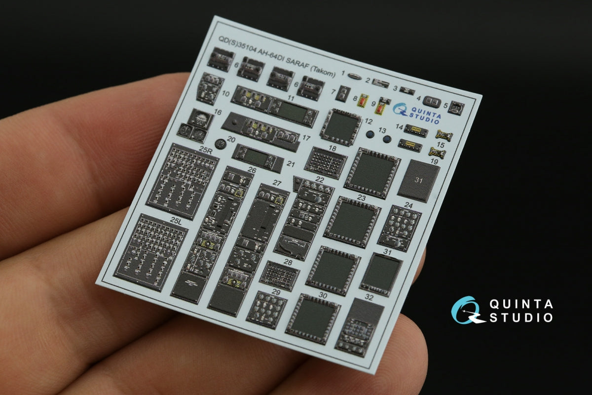 Quinta Studio QDS-35104 AH-64DI Saraf 3D-Printed &amp;amp; colored Interior on decal paper (Takom) (Small version) 1/35 – Bild 7