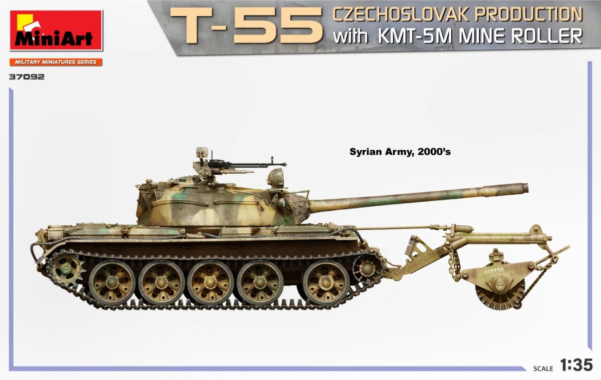 MiniArt 37092 T-55 CZECHOSLOVAK PRODUCTION with KMT-5M MINE ROLLER 1/35 – obrázek 5