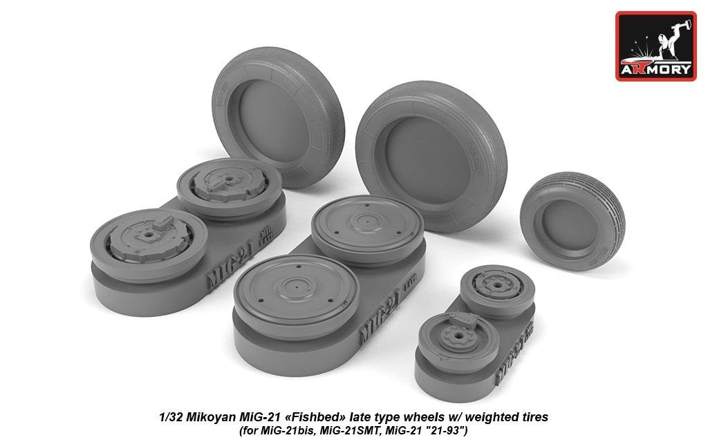 Armory Models AW32011 Mikoyan MiG-21 Fishbed wheels w/ weighted tires, late 1/32 – image 2