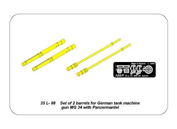 Aber 35L-098 Set of 2 barrels for German tank machine gun MG 34 with Panzermantel 1/35 – image 8