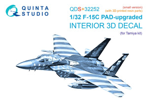Quinta Studio QDS+32252 F-15C PAD-upgraded 3D-Printed &amp;amp; colored Interior on decal paper (Tamiya) (Small version) (with 3D-printed resin parts) 1/32