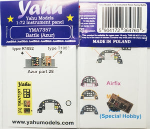 Yahu YMA7357 Fairey Battle Mk.I - Photoetched Instrument Panel (for Airfix, Frrom-Azur, MPM and Special Hobby kits) 1/72