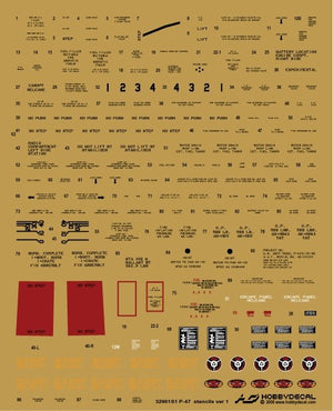 HobbyDecal ST32001V1 Pochoirs P-47 ver 1 1/32