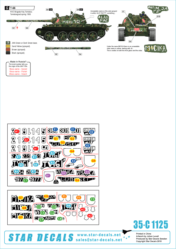 Star Decals 35-C1125 HVO - Hrvatsko Vijece Obranie (Croat). T-55 and T-55A 1992-95 1/35 – Bild 2
