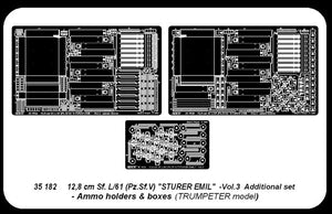 Aber 35182 German tank destroyer 12.8 cm Sf. L/61 (Pz.Sf.V) Sturer Emil- vol. 3 - additional set - ammo holders and boxes (1/35) – obrázek 5