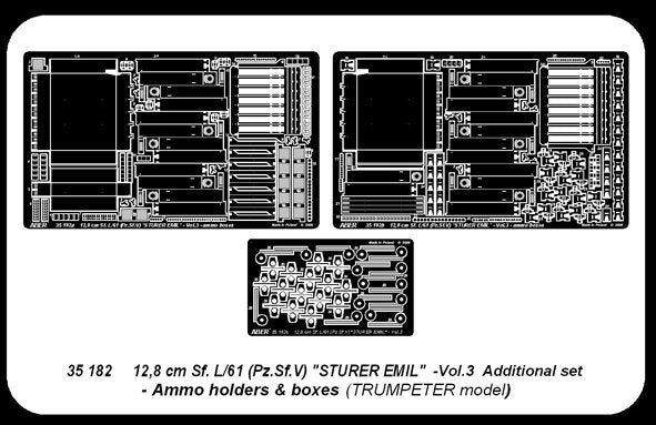 Aber 35182 German tank destroyer 12.8 cm Sf. L/61 (Pz.Sf.V) Sturer Emil- vol. 3 - additional set - ammo holders and boxes (1/35) – obrázek 5