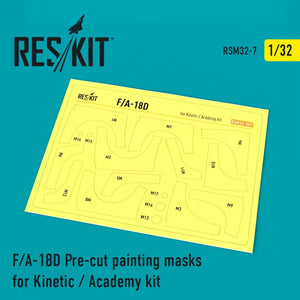 RESKIT RSM32-0007 F/A-18D &amp;quot;HORNET&amp;quot; PRE-CUT PAINTING MASKS FOR KINETIC / ACADEMY KIT 1/32