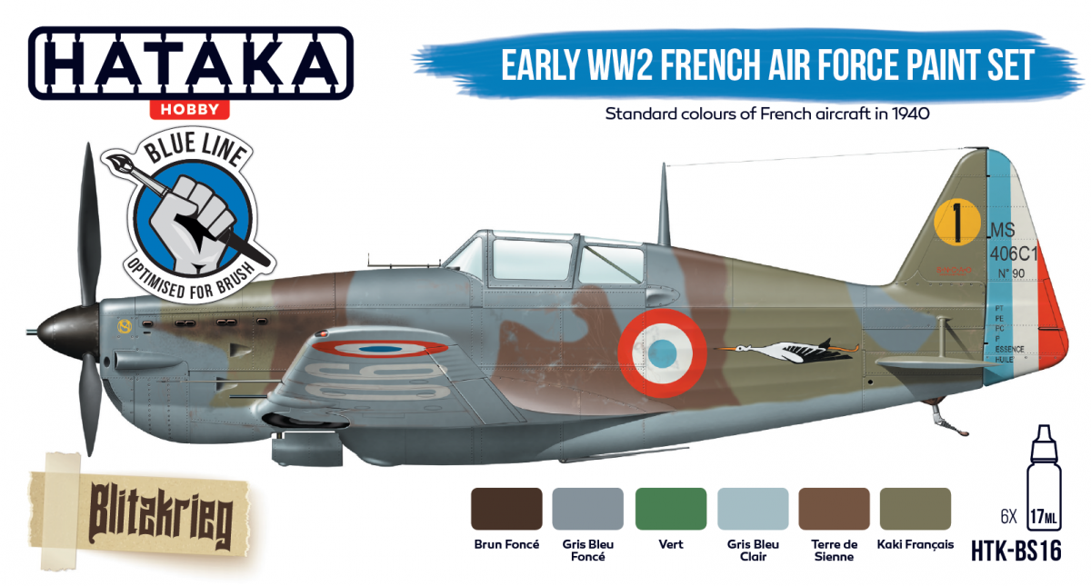 Hataka HTK-BS16 BLUE LINE – Early WW2 French Air Force paint set 6x17ml – obrázek 2