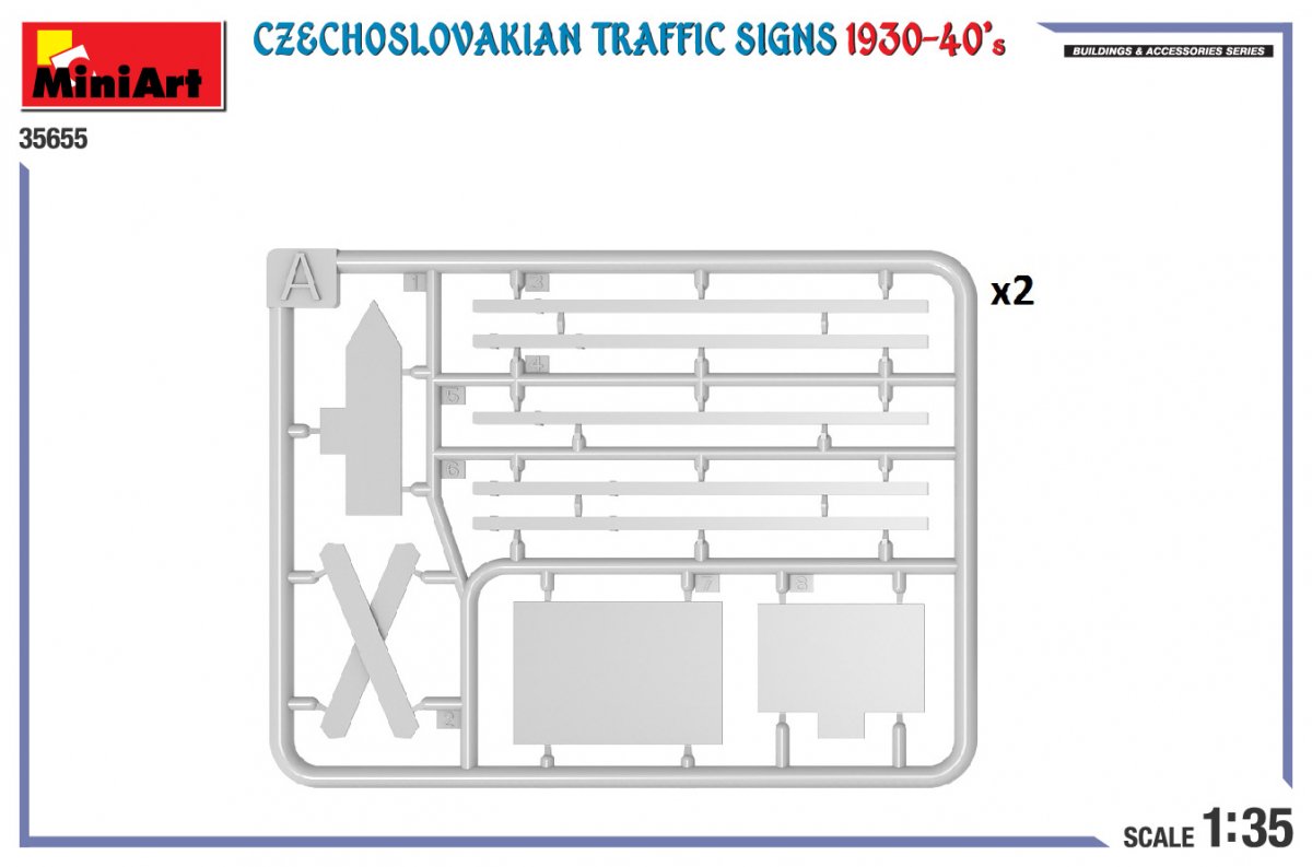 Miniart 35655 CZECHOSLOVAKIAN TRAFFIC SIGNS 1930-40&amp;#39;s 1/35 – obrázek 3