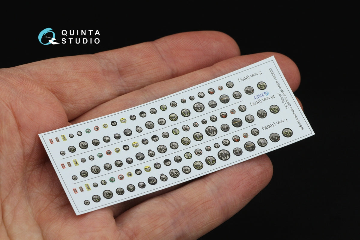 Quinta Studio QD32251 British WWII Cockpit instrument gauges 3D-Printed &amp;amp; colored Interior on decal paper (All Kits) 1/32 – obrázek 3