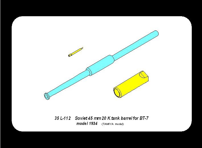 Aber 35L-112 Soviet 45 mm 20 K tank barrel for BT-7 1/35 – obrázek 10